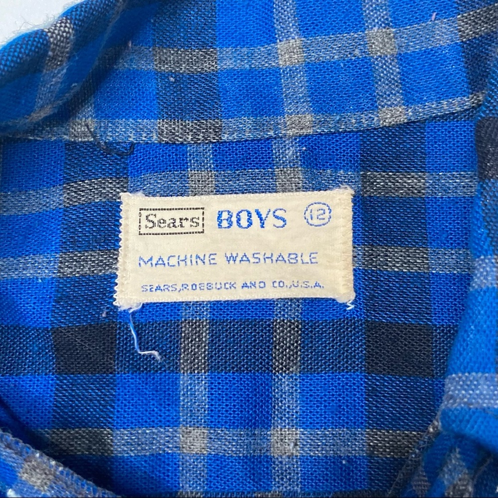 Vintage Sears, Roebuck, and Co. Plaid Button Up Shirt Boy’s Size 12 Youth